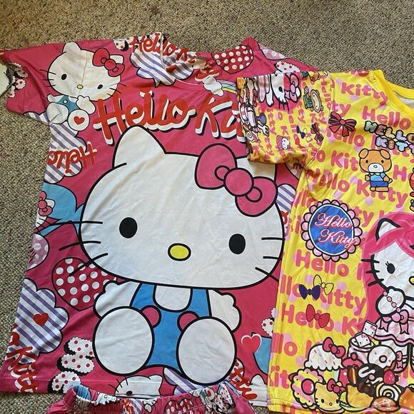 Girls Summer Outfit Set Hello Kitty And Friends S/M 8-10 2Shorts 2Shirts Casual - Picture 2 of 7